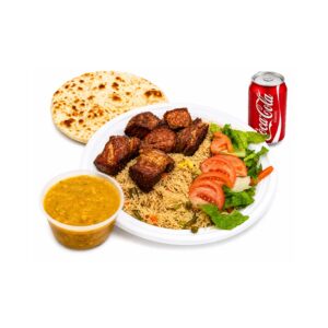 Chicken Tikka + Rice + Salad + Daal + Naan + Soda
