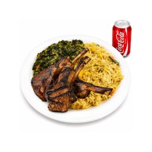 Lamb Chops + Rice + Vegetables + Soda