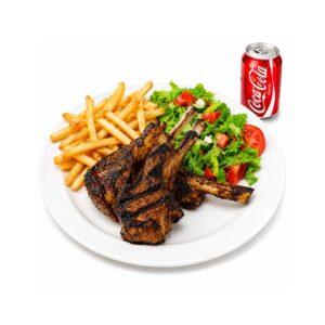 Lamb Chops + Salad + Rice + Soda